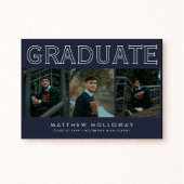 Modern Navy 3 Photo Graduation Announcement  招待状