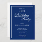 Modern Navy Birthday Party Invitations for Adults 招待状 (正面/裏面)