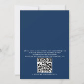 Modern Navy Blue Anchor Nautical QR Code Wedding 招待状 (裏面)