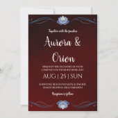 modern navy blue and burgundy wedding invitations 招待状 (正面)