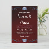 modern navy blue and burgundy wedding invitations 招待状 (スタンド正面)