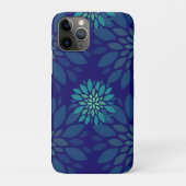 Modern Navy Blue and Green Floral Leaves Pattern Case-Mate iPhoneケース (裏)