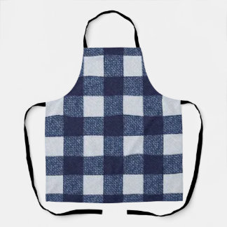 Modern Navy Blue and White Checkerboard All-Over  エプロン