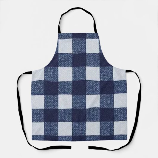 Modern Navy Blue and White Checkerboard All-Over  エプロン (正面)