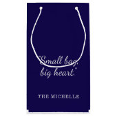 Modern Navy Blue and White Custom Pattern Design スモールペーパーバッグ (裏面)