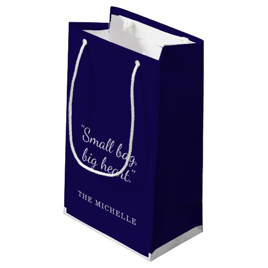Modern Navy Blue and White Custom Pattern Design スモールペーパーバッグ (裏面アングル)