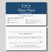 Modern Navy Blue Appointment Reminder Optometrist 予約カード