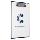 Modern Navy Blue Border Custom Stationery クリップボード (右)