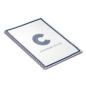 Modern Navy Blue Border Custom Stationery ノートブック (右側)