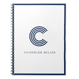 Modern Navy Blue Border Custom Stationery ノートブック