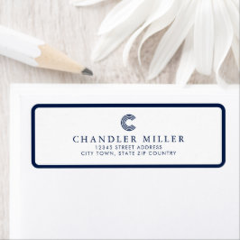 Modern Navy Blue Border Custom Stationery Address ラベル
