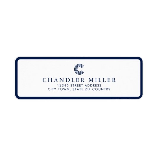 Modern Navy Blue Border Custom Stationery Address ラベル (正面)