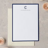 Modern Navy Blue Border Custom Stationery Vertical ノートカード