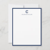 Modern Navy Blue Border Custom Stationery Vertical ノートカード (正面)