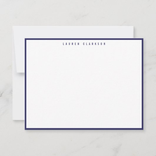 Modern Navy Blue Border Note Card 招待状 (正面)