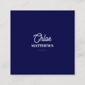 Modern Navy Blue Business Card with QR Code スクエア名刺 (正面)