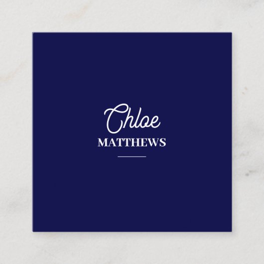 Modern Navy Blue Business Card with QR Code スクエア名刺 (正面)