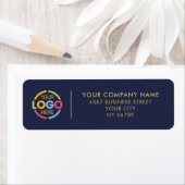 Modern Navy Blue Business Logo Return Address ラベル (インサイチュ)
