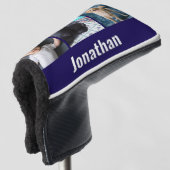 Modern Navy Blue Custom Photo Template and Name ゴルフヘッドカバー (3/4 正面)