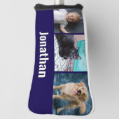 Modern Navy Blue Custom Photo Template and Name ゴルフヘッドカバー (回転90)