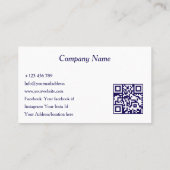 Modern Navy Blue Dental Clinic QR Code Dentist 名刺 (裏面)