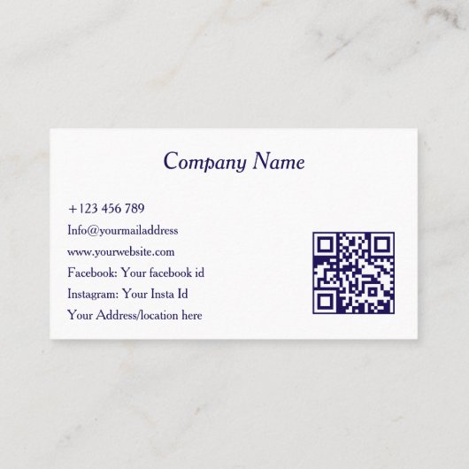 Modern Navy Blue Dental Clinic QR Code Dentist 名刺 (裏面)