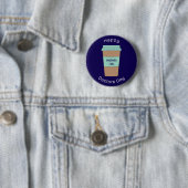 Modern Navy Blue Doctors Day Coffee Cup Button 缶バッジ (インサイチュ)