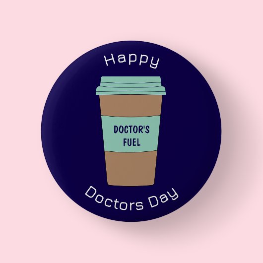 Modern Navy Blue Doctors Day Coffee Cup Button 缶バッジ