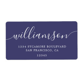 Modern Navy Blue Family Return Address ラベル