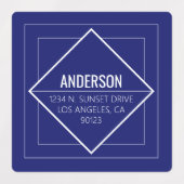 Modern Navy Blue Geometric Return Address  ラベル (デザイン1)