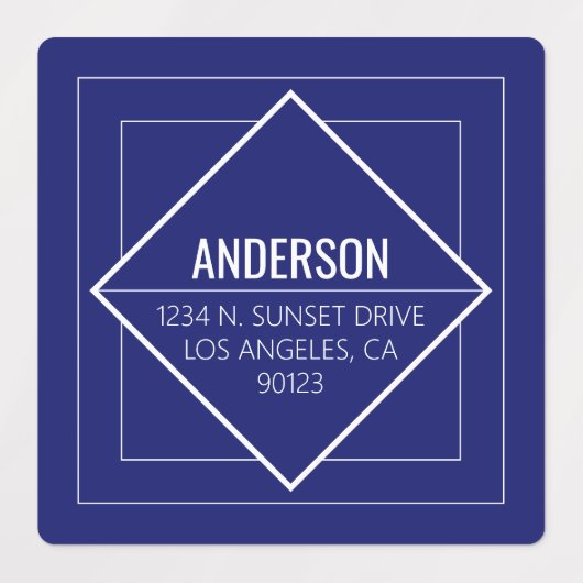 Modern Navy Blue Geometric Return Address  ラベル (デザイン1)