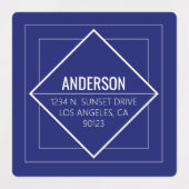 Modern Navy Blue Geometric Return Address  ラベル (デザイン2)