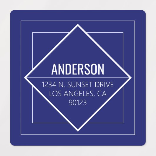 Modern Navy Blue Geometric Return Address  ラベル (デザイン2)