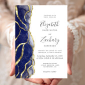 Modern Navy Blue Gold Ink Wedding Invitation 招待状