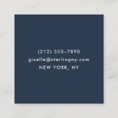 Modern Navy Blue Gold Luxury Minimal Typography  スクエア名刺 (裏面)