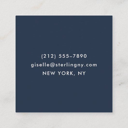 Modern Navy Blue Gold Luxury Minimal Typography  スクエア名刺 (裏面)
