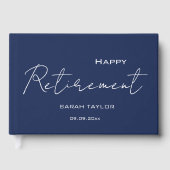 Modern Navy Blue Happy Retirement Personalized ゲストブック (正面)