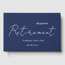 Modern Navy Blue Happy Retirement Personalized  ゲストブック
