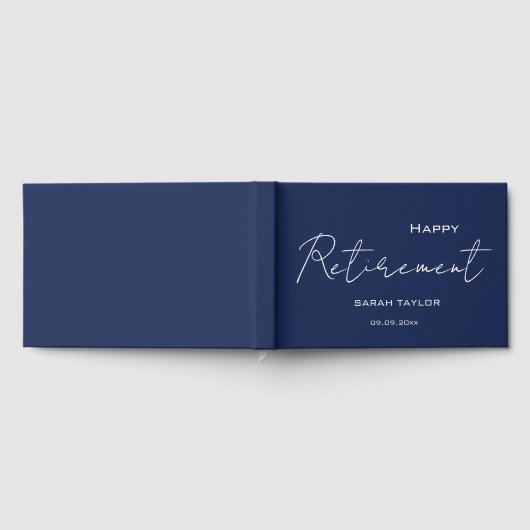Modern Navy Blue Happy Retirement Personalized ゲストブック (全面)