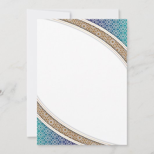 Modern Navy Blue Islamic Geometric Iftar Dinner 招待状 (裏面)