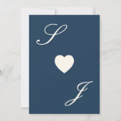 Modern Navy Blue Ivory Floral Monogram Wedding 招待状 (裏面)