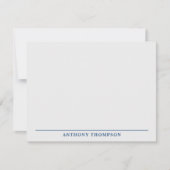Modern Navy Blue Line Stationery ノートカード (正面)