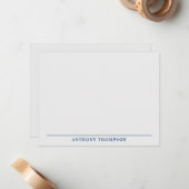 Modern Navy Blue Line Stationery ノートカード (正面/裏面インサイチュ)