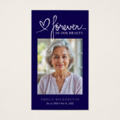 Modern Navy Blue Memorial Prayer Photo Card (正面)