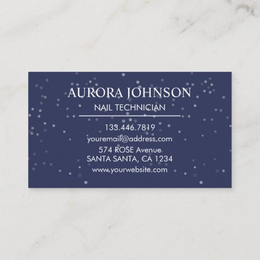 Modern Navy Blue Nail Technician Business Card 名刺 (裏面)