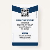 Modern Navy Blue Professional Staff ID Badge バッジ (裏面)