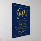 Modern Navy Blue Real Foil Wedding Gifts Sign 箔ポスター (レイダウン)