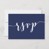 Modern Navy Blue Script Wedding RSVP Card (裏面)