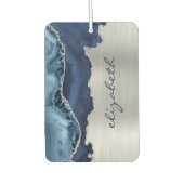 Modern Navy Blue Silver Agate Metallic カーエアーフレッシュナー (正面)