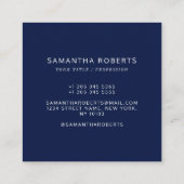 Modern navy blue simple add your logo スクエア名刺 (裏面)